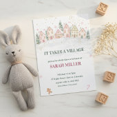 Snowy Village Winter Baby Shower 招待状
