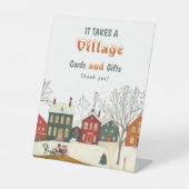 Snowy Village Winter Baby Shower Cards and Gifts 台座サイン (正面)