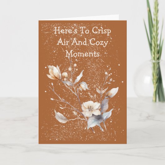 Snowy Warm Winter Blossoms Greeting Card カード (正面)