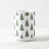 Snowy Watercolor Christmas Tree Pattern コーヒーマグカップ (中央)