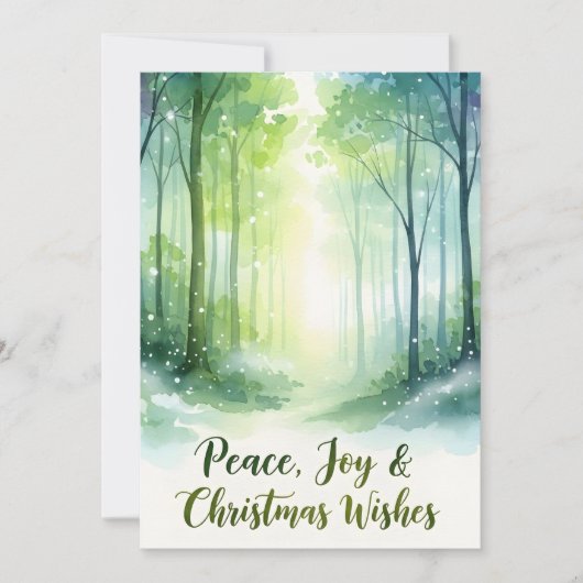 Snowy Watercolor Forest Christmas Card シーズンカード (正面)