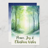 Snowy Watercolor Forest Christmas Card シーズンカード (正面/裏面)