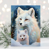 Snowy Winter Arctic Fox Modern Art カード