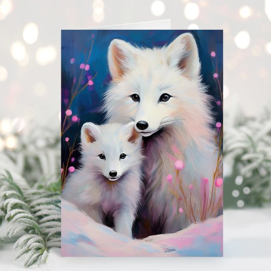 Snowy Winter Arctic Fox Modern Art カード