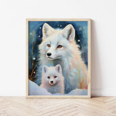 Snowy Winter Arctic Fox Modern Art ポスター