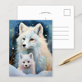 Snowy Winter Arctic Fox Modern Art ポストカード