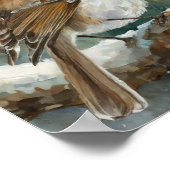 Snowy Winter Bird Modern Art ポスター (角)