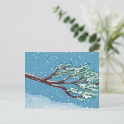 Snowy Winter Branches Hand-Drawn ポストカード (スタンド正面)