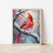 Snowy Winter Cardinal Modern Art ポスター