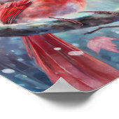 Snowy Winter Cardinal Modern Art ポスター (角)