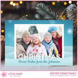 Snowy Winter Day Personalized Family Photo シーズンカード