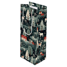 Snowy Winter Farmhouse  ワインギフトバッグ