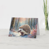 Snowy Winter Hedgehog Modern Art カード (正面)
