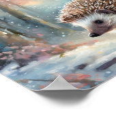 Snowy Winter Hedgehog Modern Art ポスター (角)