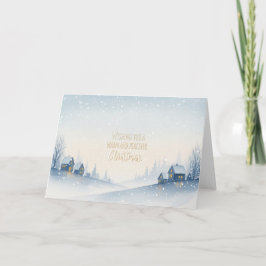 Snowy Winter Hillside Village with Warm Christmas  シーズンカード