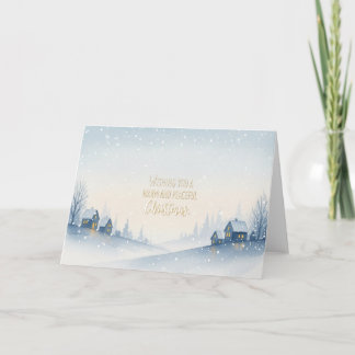 Snowy Winter Hillside Village with Warm Christmas  シーズンカード