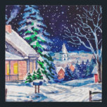 Snowy winter landscape. Country House. Christmas h フェイクキャンバスプリント<br><div class="desc">Snowy winter landscape. Country House. Christmas holidays. Forest with pine trees. Watercolor painting. 
christmas, art, greeting, home, architecture, artwork, background, book illustration, cartoon, celebration, cold, color, colored, decoration, drawing, forest, hand painting, holiday, house, illustration, vintage, retro, illustration, </div>