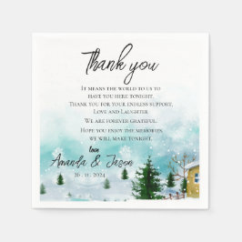 Snowy Winter Morning 結婚's Thank you Message スタンダードカクテルナプキン