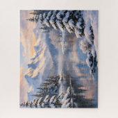 Snowy Winter Mountain Lake Reflection Puzzle ジグソーパズル (縦)