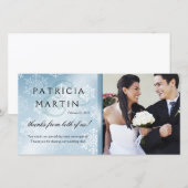 Snowy Winter Photo Thank You ice blue サンキューカード (正面/裏面)