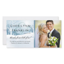 Snowy Winter Photo Thank You ice blue