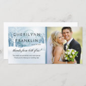 Snowy Winter Photo Thank You ice blue サンキューカード (正面/裏面)