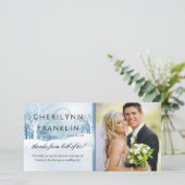 Snowy Winter Photo Thank You ice blue サンキューカード (スタンド正面)