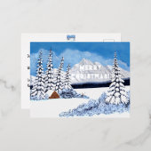 Snowy Winter Silver Foil Christmas Postcard 箔シーズンポストカード (正面/裏面)
