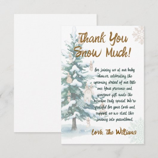 Snowy Winter Tree Baby Shower  サンキューカード (正面/裏面)