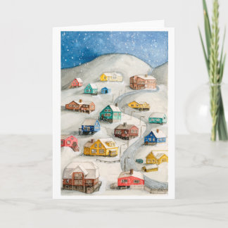 Snowy Winter Village Scenic Art シーズンカード