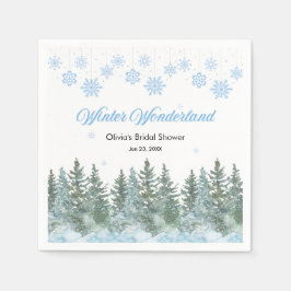 Snowy Winter Wonderland Snowflakes Bridal Shower スタンダードカクテルナプキン