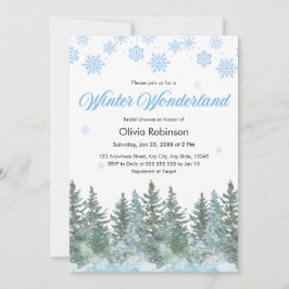 Snowy Winter Wonderland Snowflakes Bridal Shower  招待状