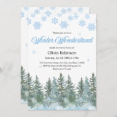 Snowy Winter Wonderland Snowflakes Bridal Shower  招待状 (正面/裏面)