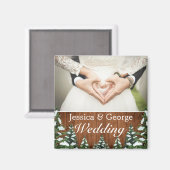 Snowy Wood & Forest Country Pineの結婚写真 マグネット (正面/裏面)