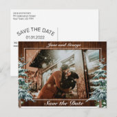 Snowy Wood & Forest Country Pineの結婚写真 案内ポストカード (正面/裏面)