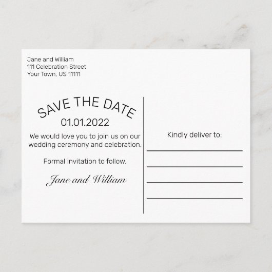 Snowy Wood & Forest Country Pineの結婚写真 案内ポストカード (裏面)