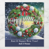 Snowy Wreath Holiday ワインラベル (シングルラベル)