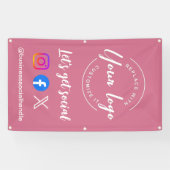 SNSサイトを取得しようカスタムピンク 横断幕 (横)