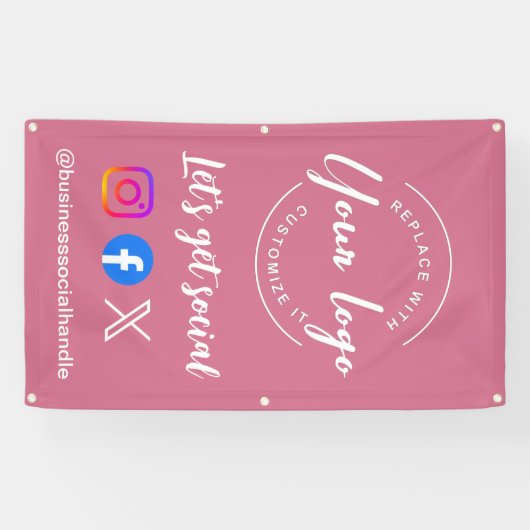 SNSサイトを取得しようカスタムピンク 横断幕 (横)