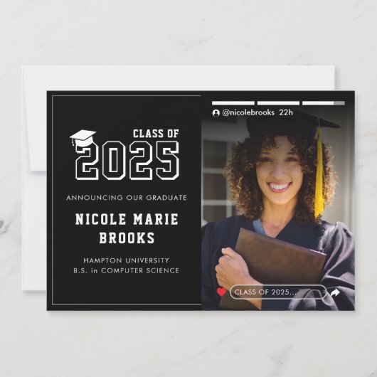 SNSストーリー写真黒の卒業 案内状