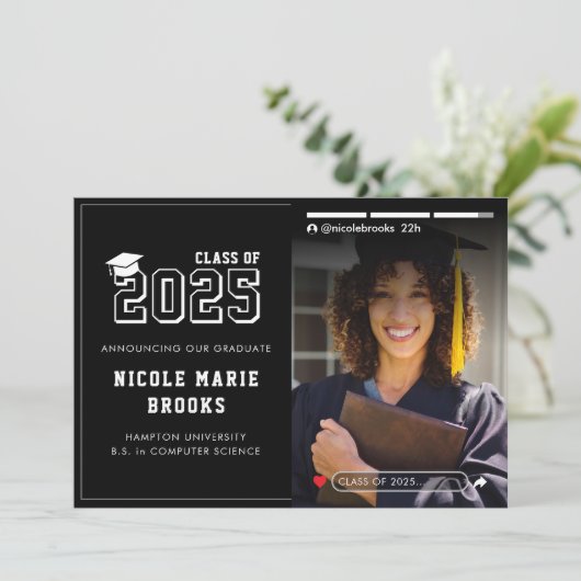 SNSストーリー写真黒の卒業 案内状 (スタンド正面)