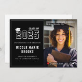 SNSストーリー写真黒の卒業 案内状 (正面/裏面)