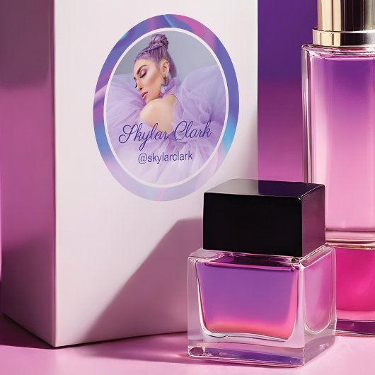 SNSフォトパープル&ブルーホログラム ラウンドシール