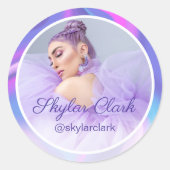 SNSフォトパープル&ブルーホログラム ラウンドシール (正面)