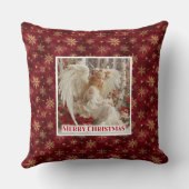 Snug Angel Red Gold Christmas Pillow Gift クッション (裏面)