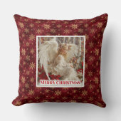 Snug Angel Red Gold Christmas Pillow Gift クッション (正面)