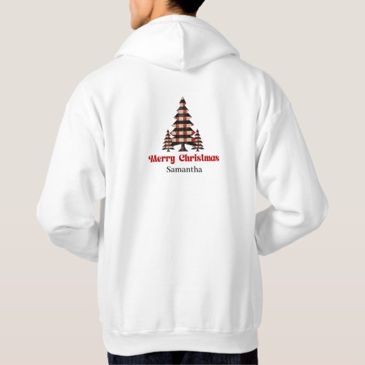 Snug Custom Name Plaid Tree Holiday Sweatshirt  パーカ (裏面)