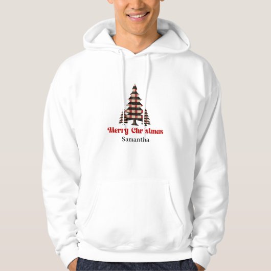 Snug Custom Name Plaid Tree Holiday Sweatshirt  パーカ (正面)