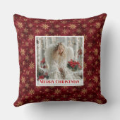 Snug Red and Gold Angel Art Christmas Gift Pillow クッション (裏面)