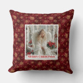 Snug Red and Gold Angel Art Christmas Gift Pillow クッション (正面)